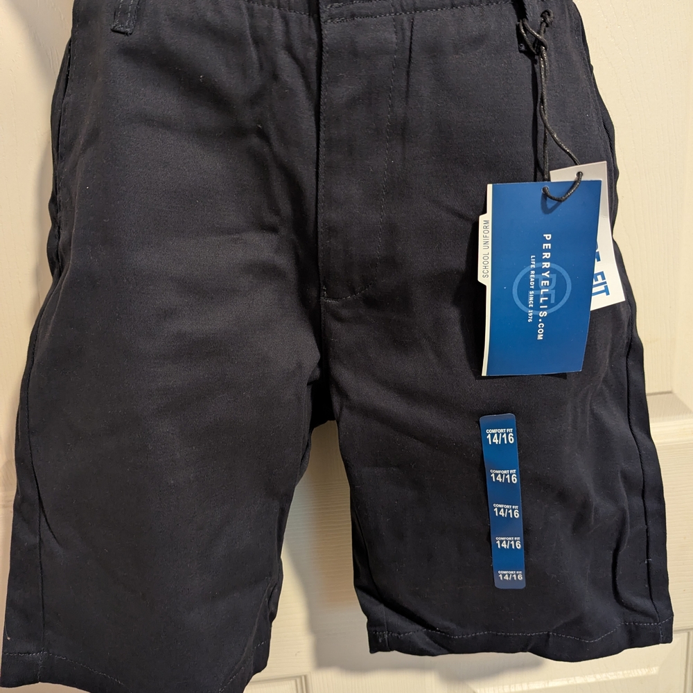 Perry Ellis Black Flat Front Shorts Casual Style